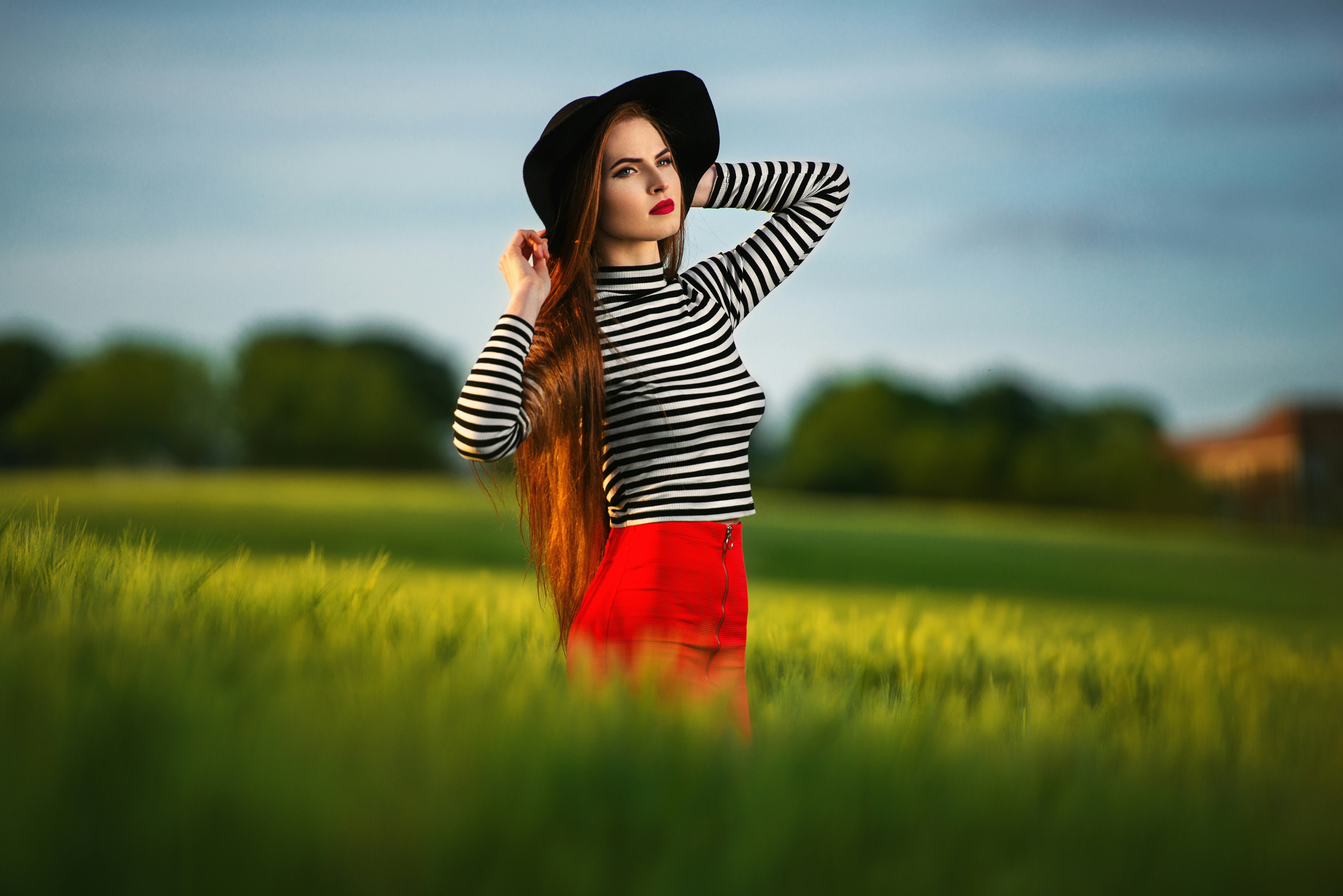 Woman in field outfit