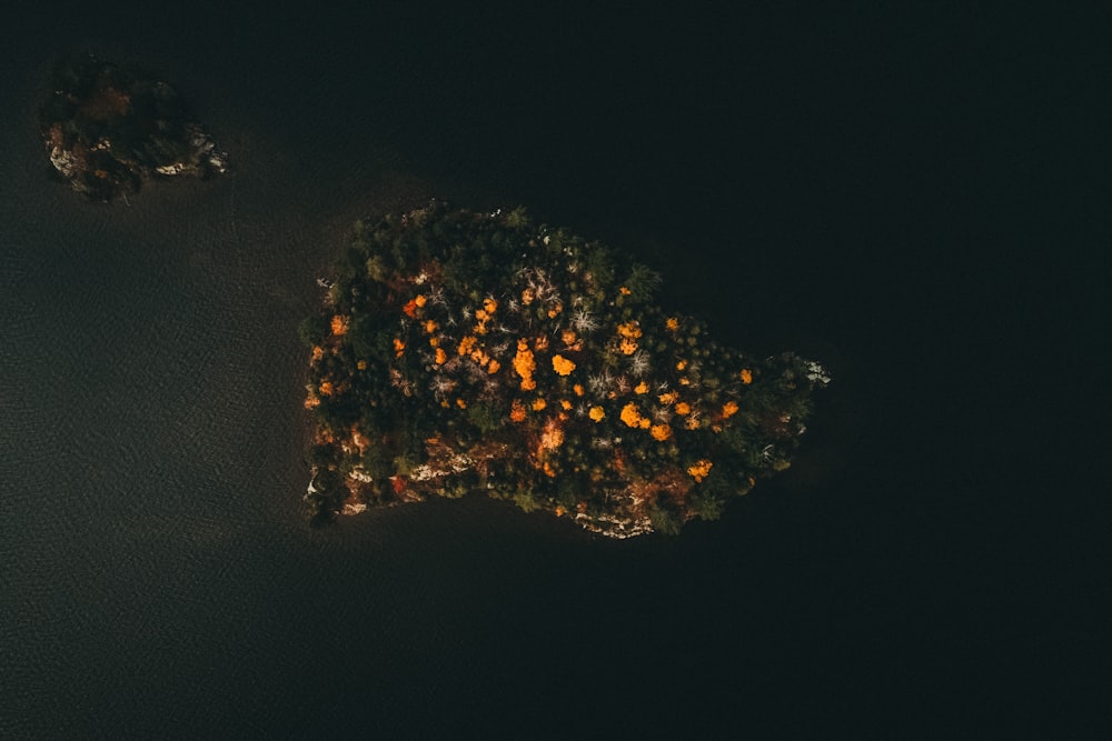 an aerial view of an island in the middle of the ocean