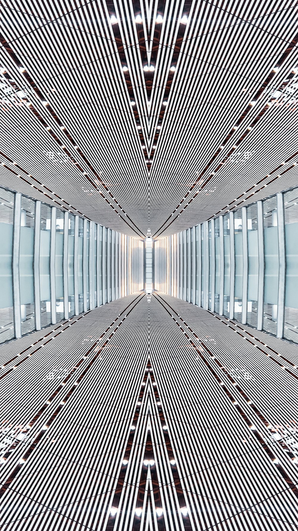 an abstract photo of a hallway with a mirror