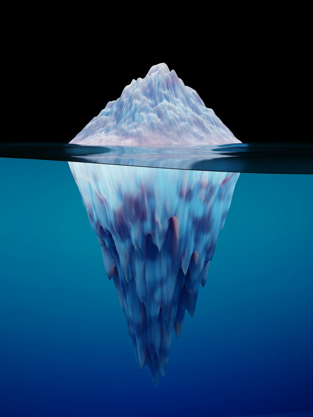 a large iceberg floating in the water