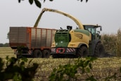 Agricultural machinery in action.