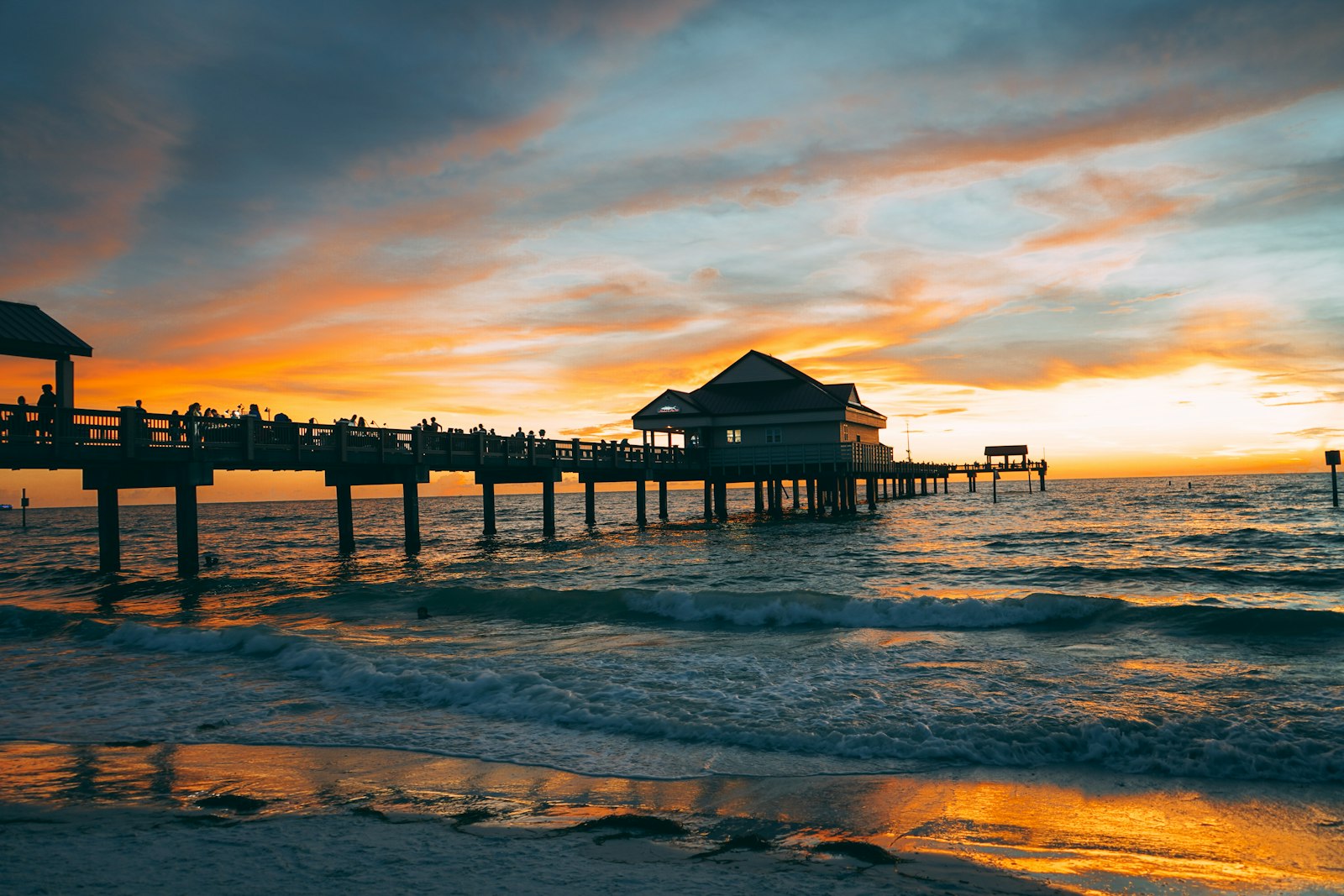 Pier at Clearwater Beach on Florida's Gulf Coast at sunset