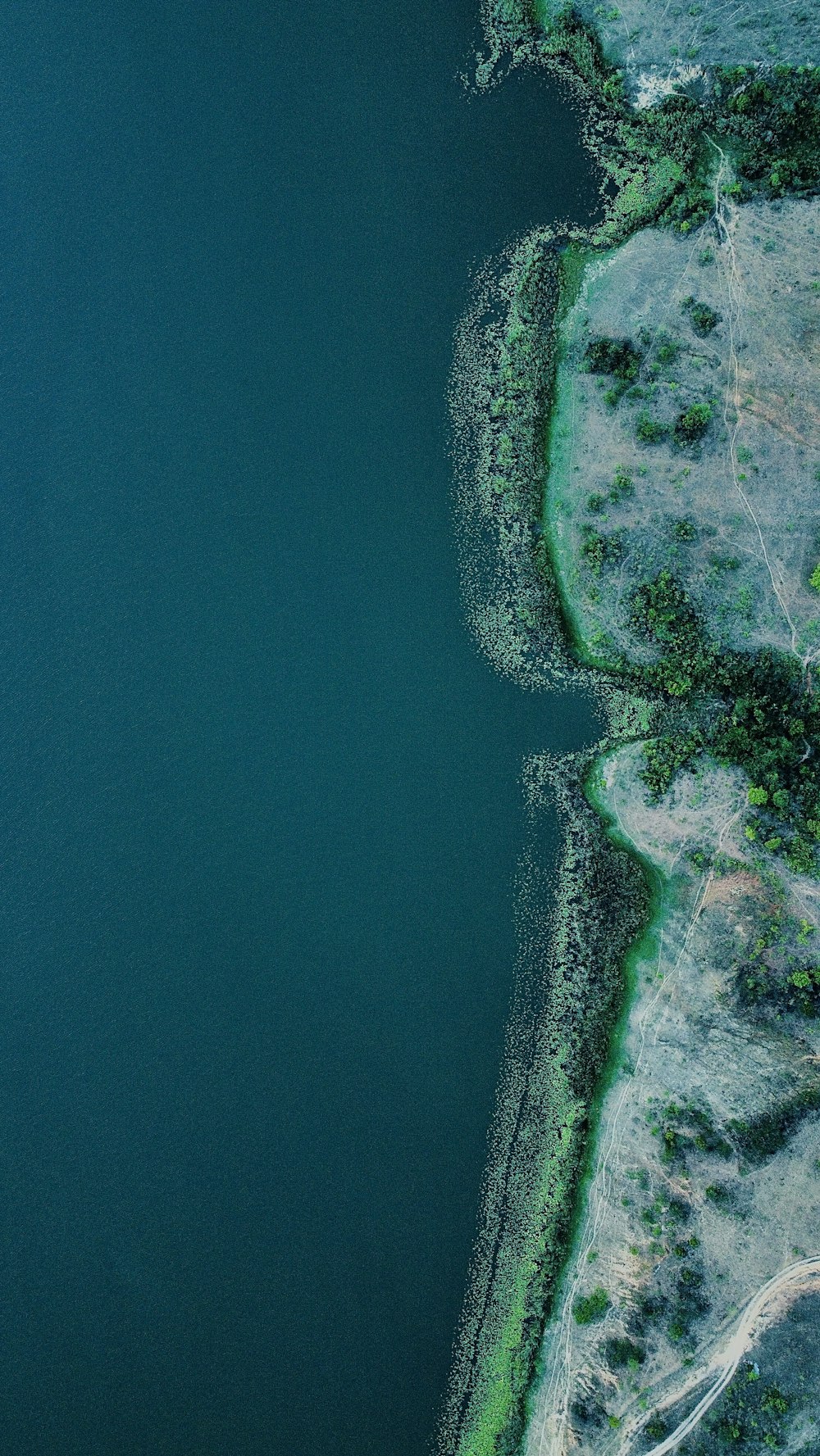 a large body of water surrounded by land