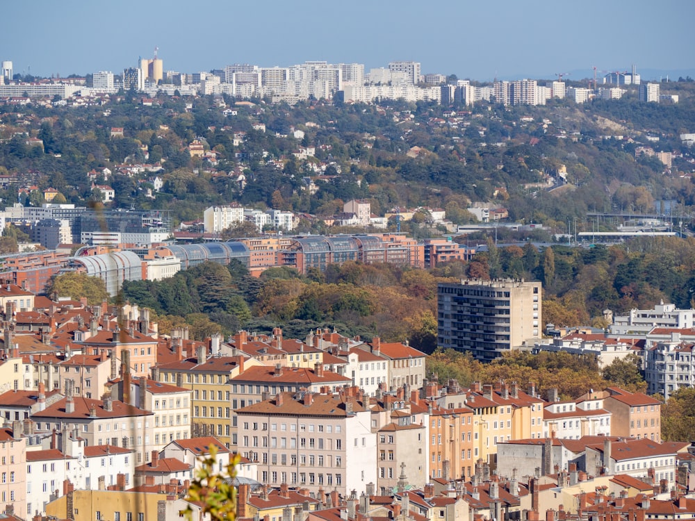 a city with lots of tall buildings and lots of trees