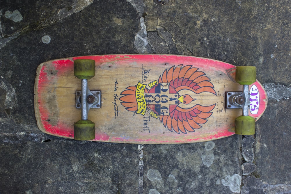 a skateboard with a colorful design on it