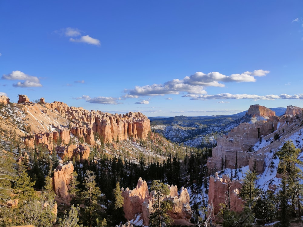 a scenic view of the mountains and trees