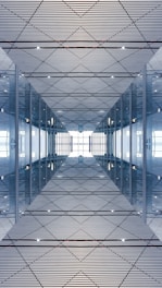 a very large room with some mirrors in it