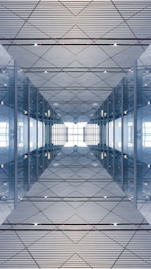 a very large room with some mirrors in it