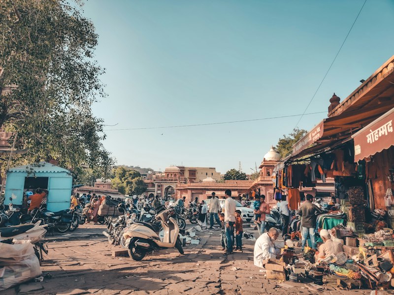 Local market street in India