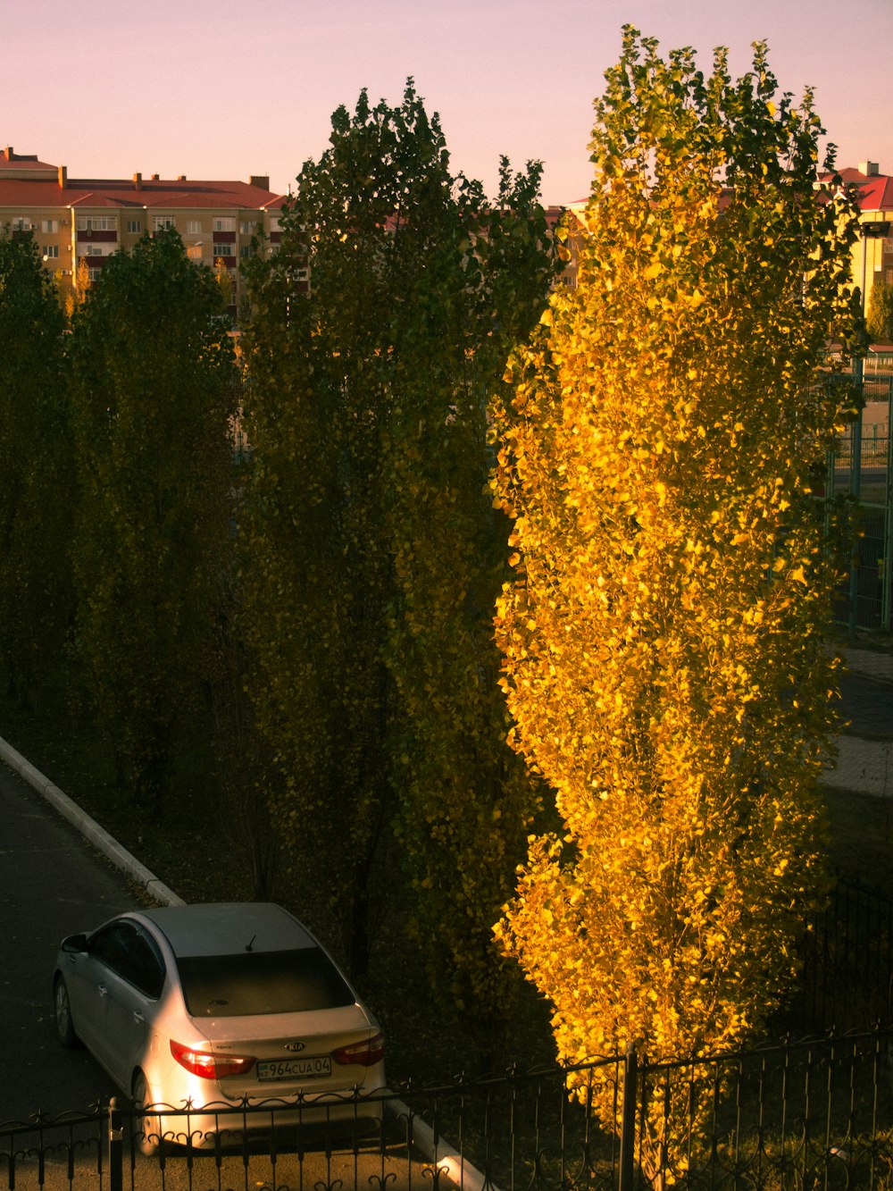 a car is parked on the side of the road