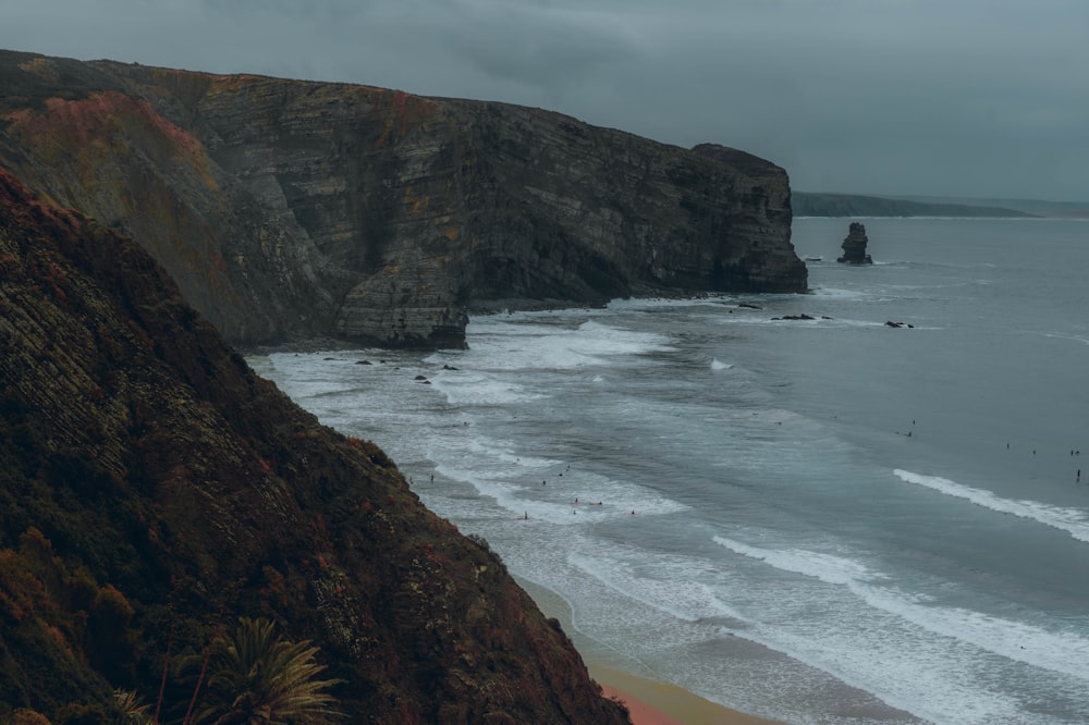 a view of the ocean from a cliff