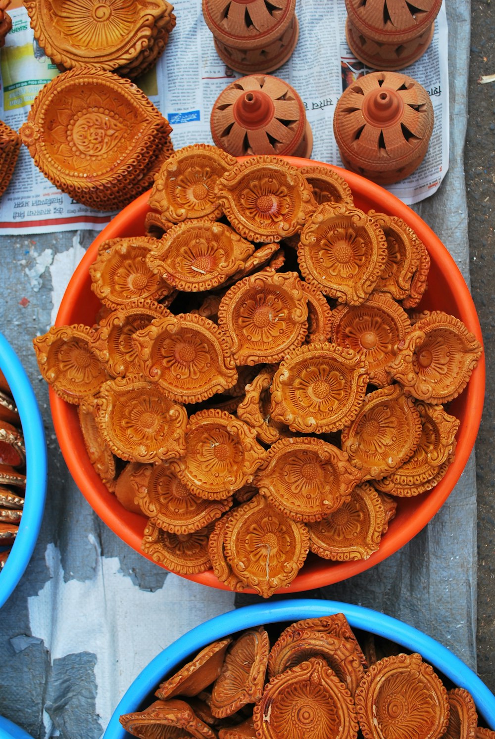 a table topped with bowls filled with lots of food