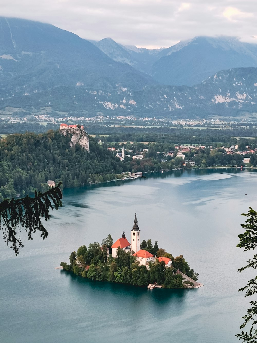 a small island in the middle of a lake