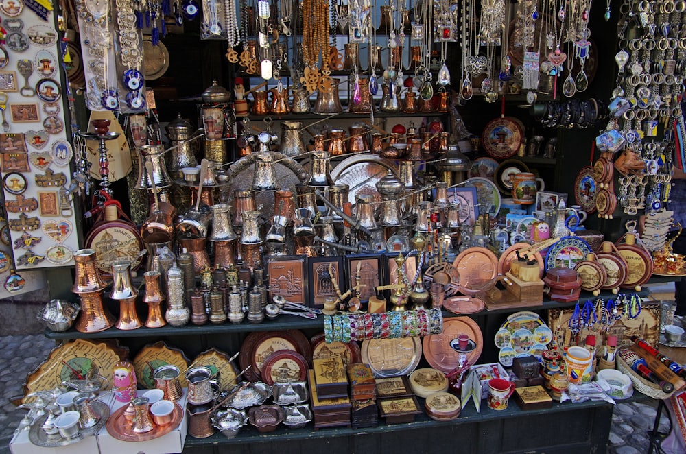 a display of souvenirs and souvenirs for sale