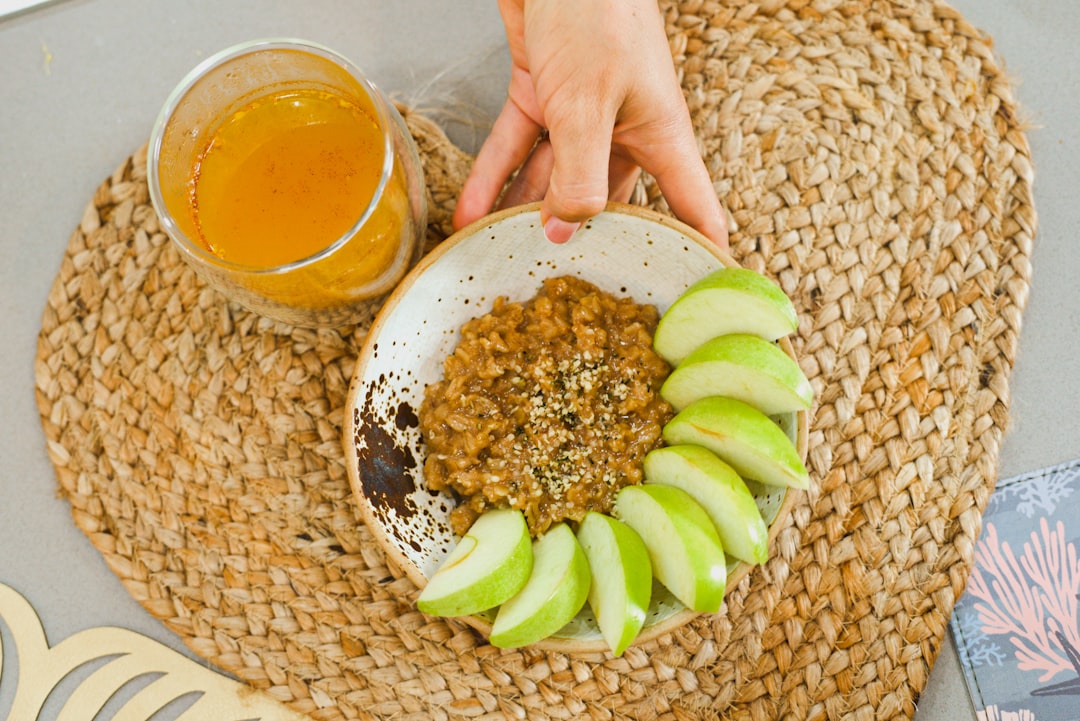 Granola with Apple Slices and Milk