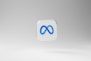 a white square with a blue logo on it