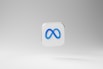 a white square with a blue logo on it