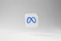 a white square with a blue logo on it