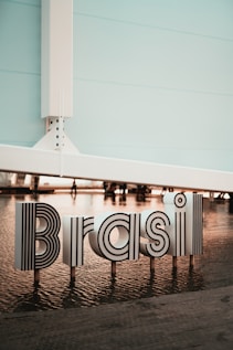 the word brasil spelled out in black and white letters