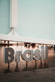 the word brasil spelled out in black and white letters