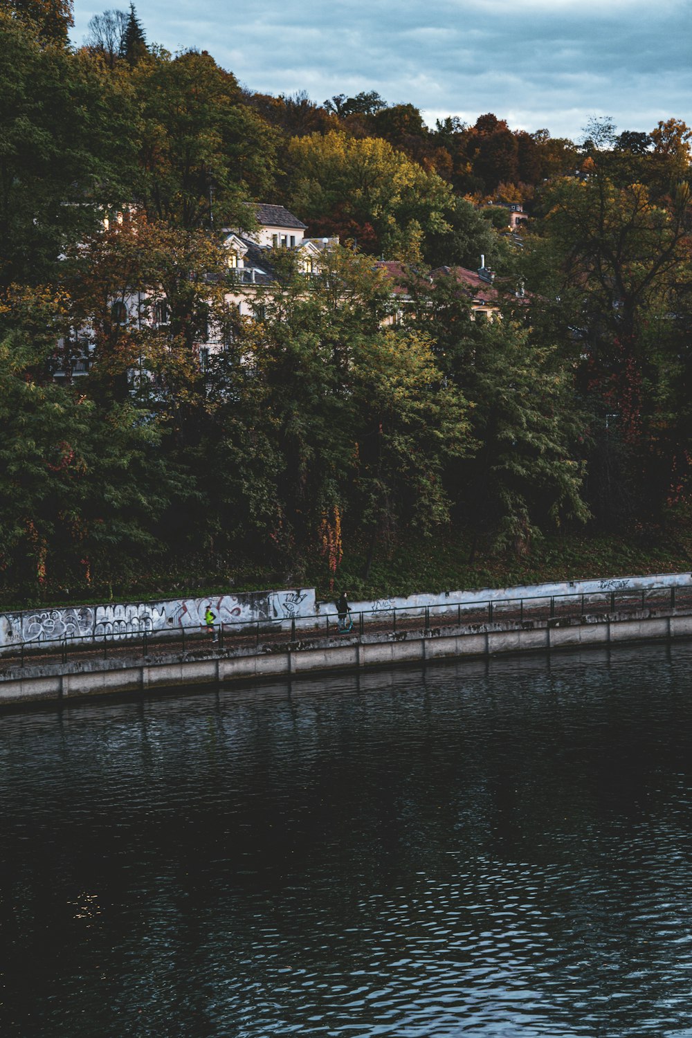 a train on a track near a body of water