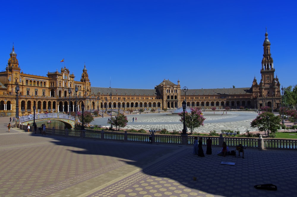 a large building with a clock tower in the middle of it