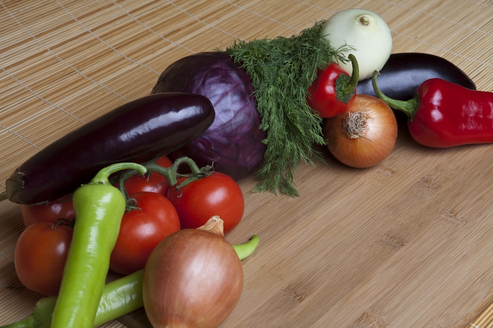 a bunch of different types of vegetables on a table