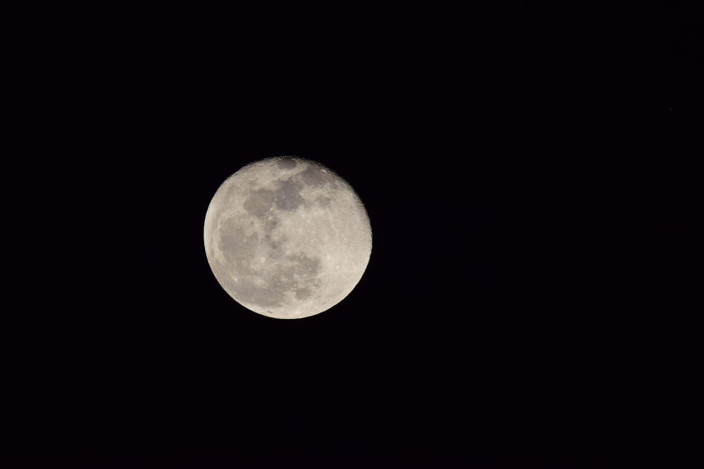 a full moon is seen in the dark sky