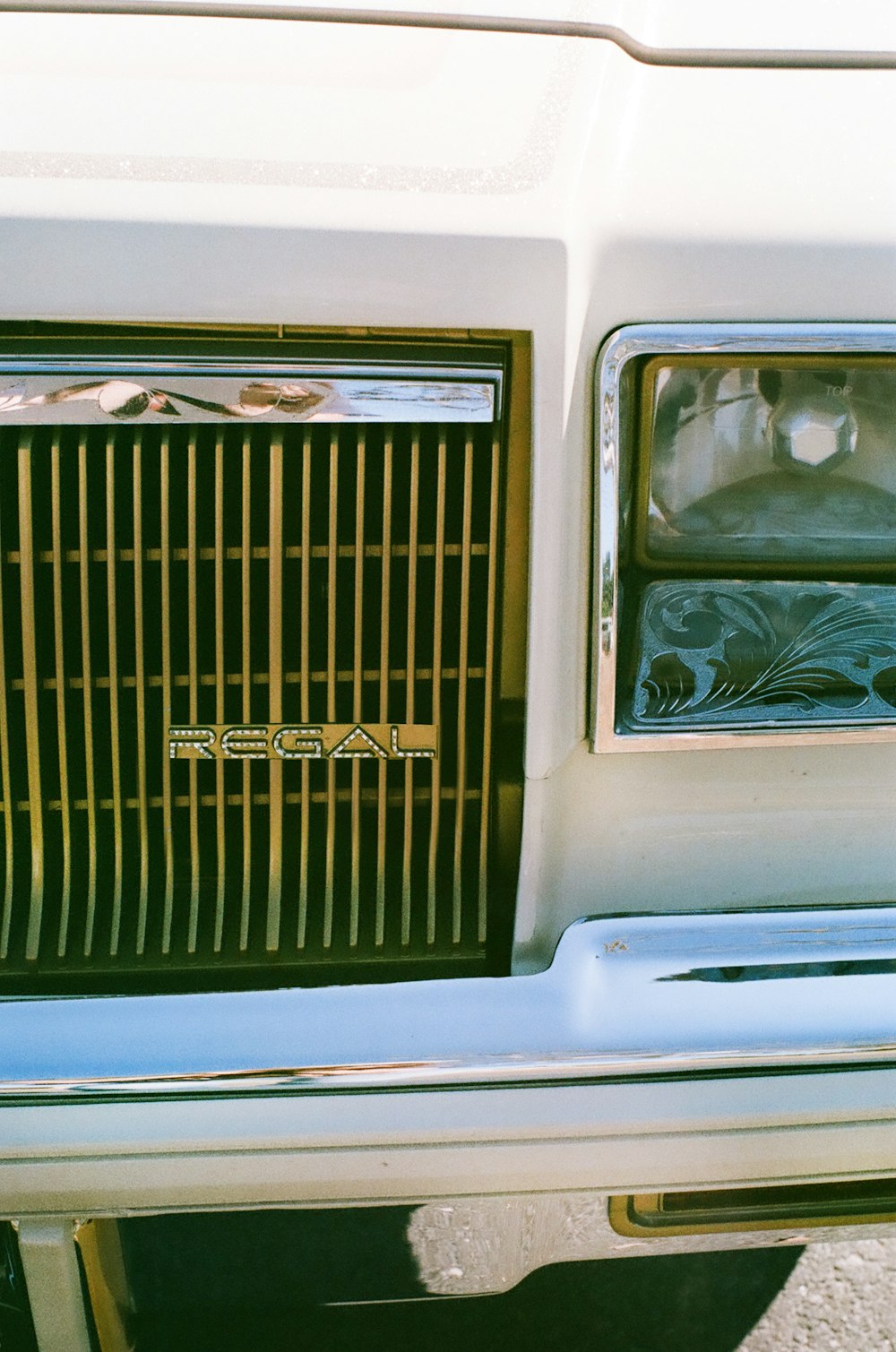 a close up of the grille of a car