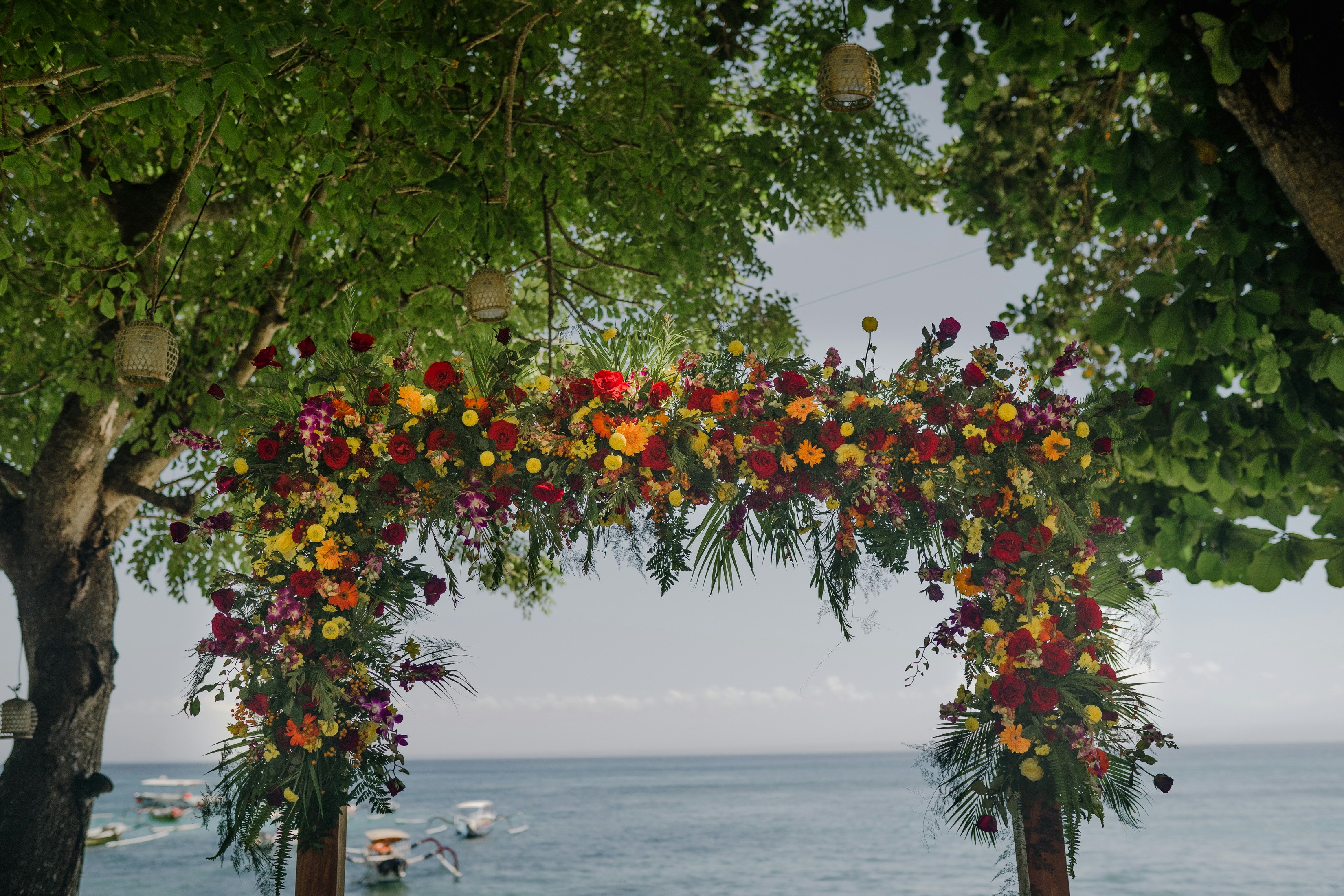 Wedding arch decorated with flowers