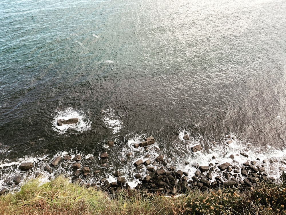 a view of a body of water from above