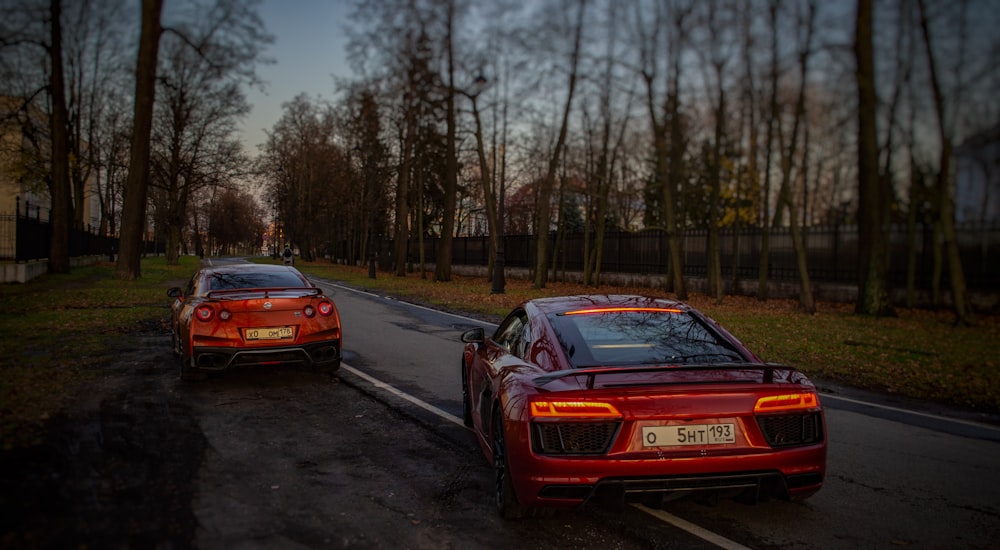 a couple of cars parked on the side of the road