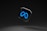 A sleek, black background with a floating glossy black square featuring a prominent blue infinity symbol.