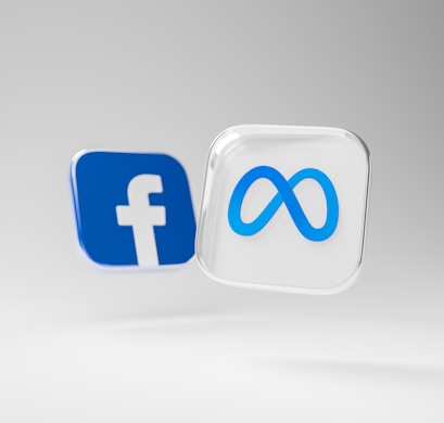 a white and blue square with a blue and white facebook logo