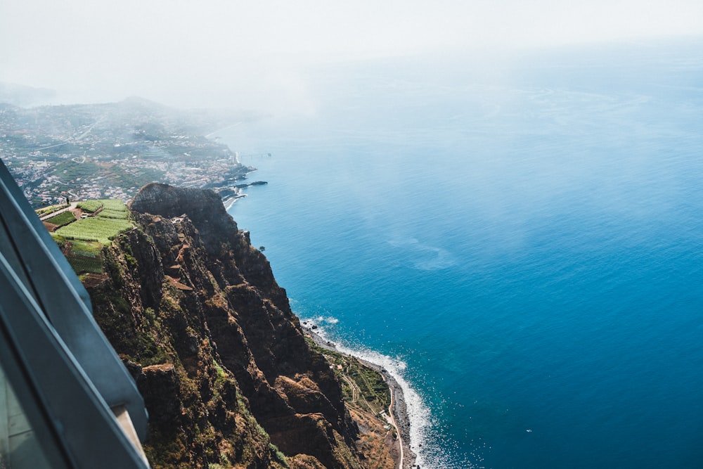 a view of the ocean from a plane