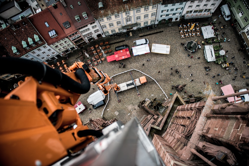 an aerial view of a construction site in a city