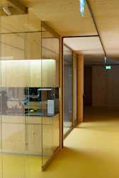 a room that has some glass walls in it