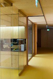 a room that has some glass walls in it