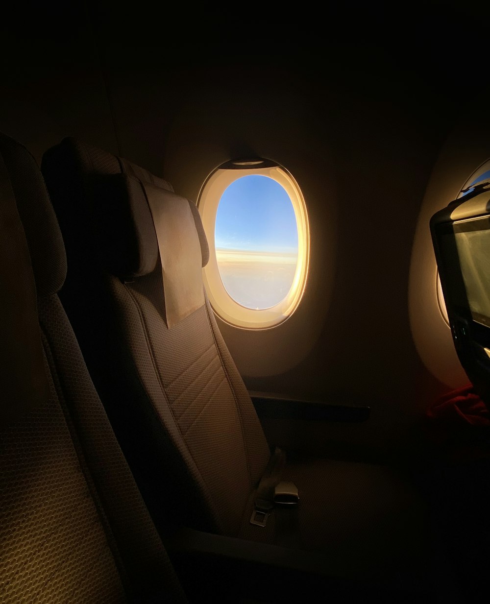 a view of the inside of an airplane window