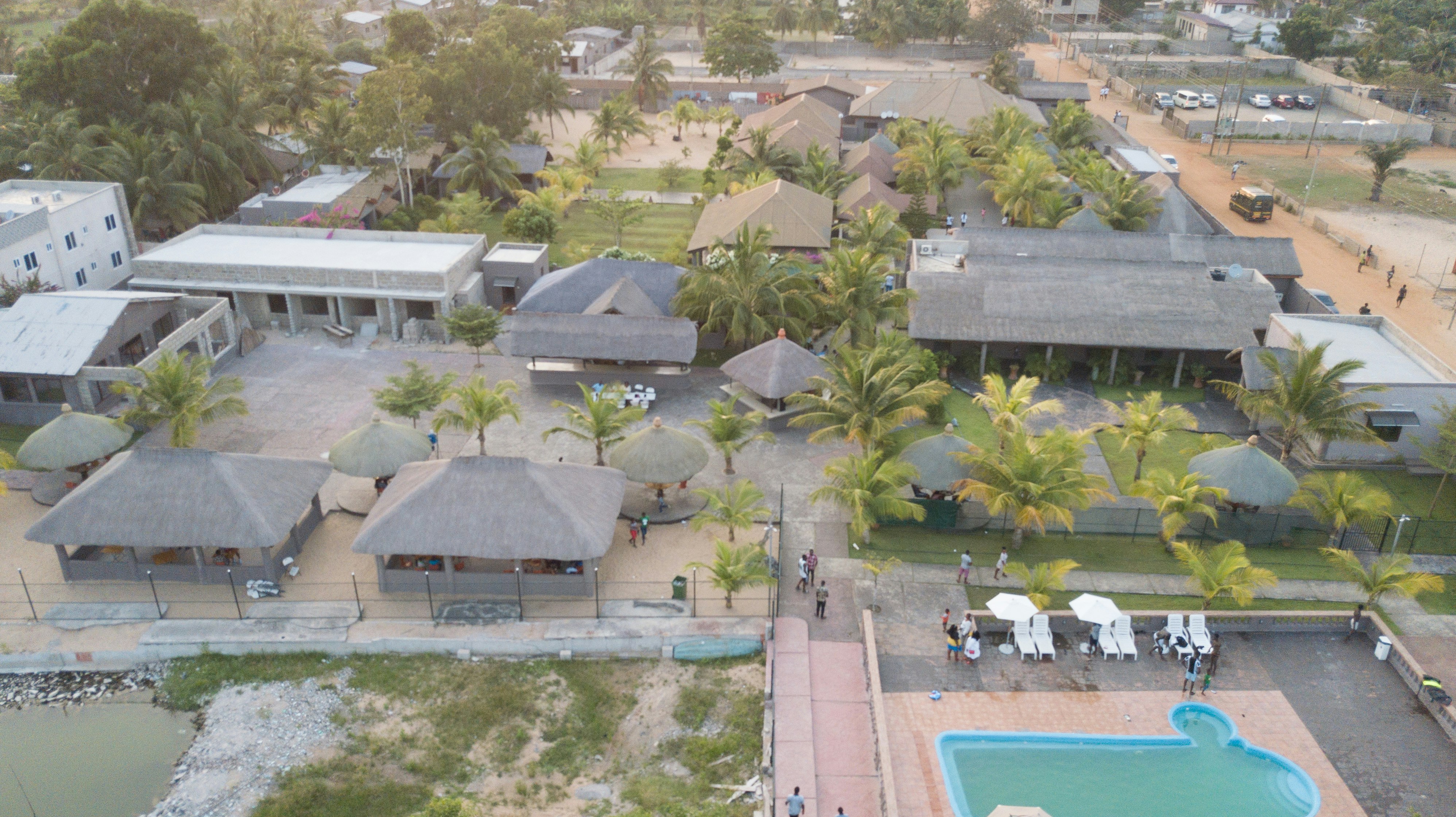 Aerial photo of hotel in Keta- Aborigines beach resort
