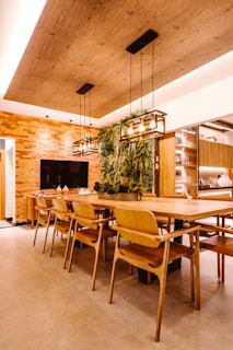 A beautifully styled dining area showcasing wall art.