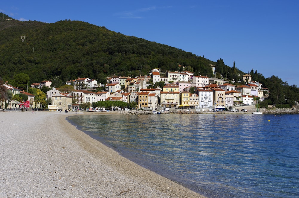 a small village on the shore of a body of water