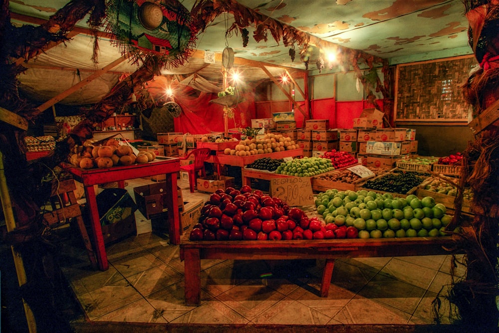 a market with a variety of fruits and vegetables