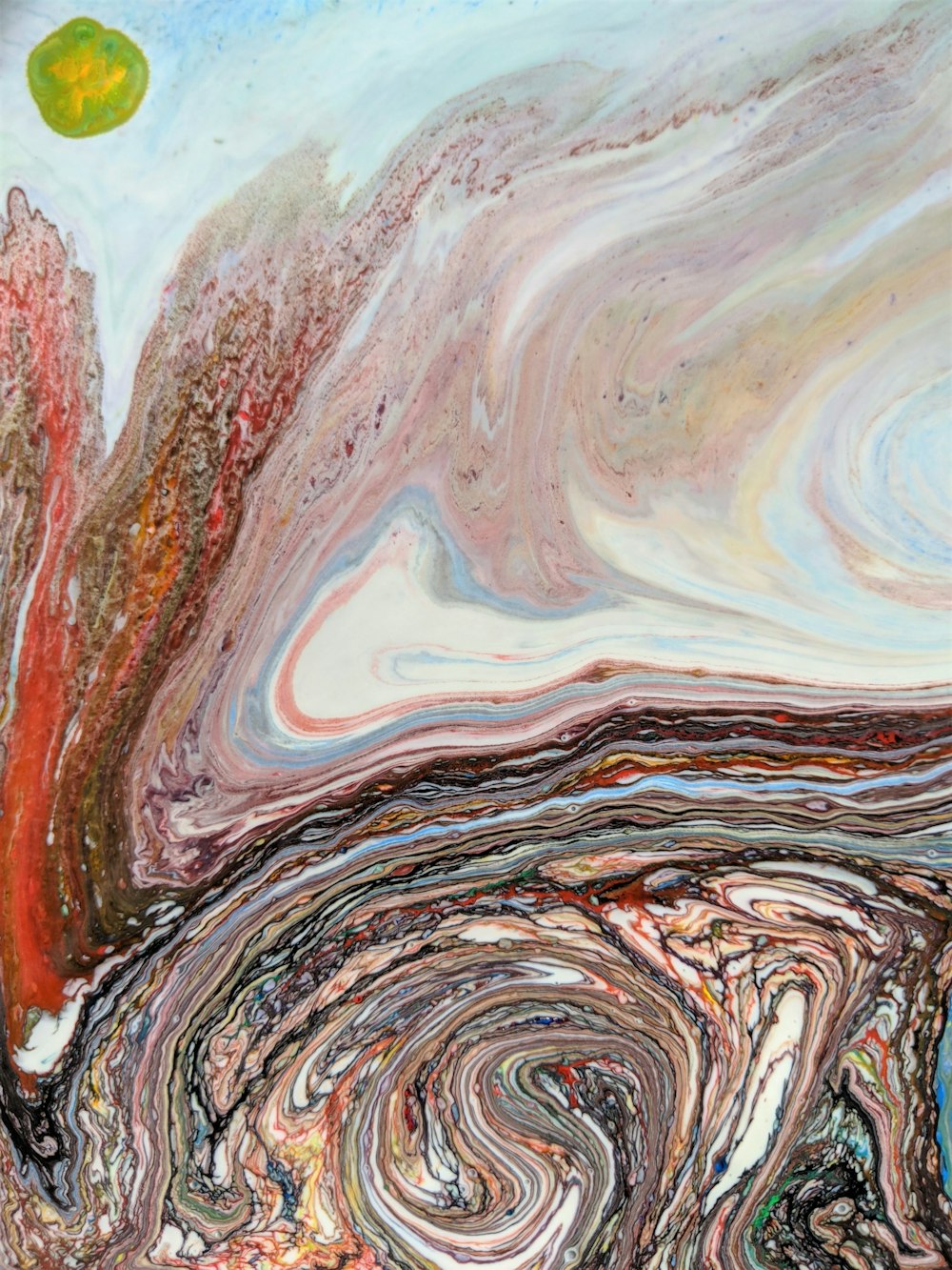 an abstract painting with a swirly design on it
