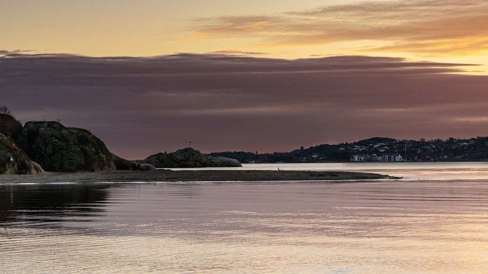 a large body of water sitting under a cloudy sky