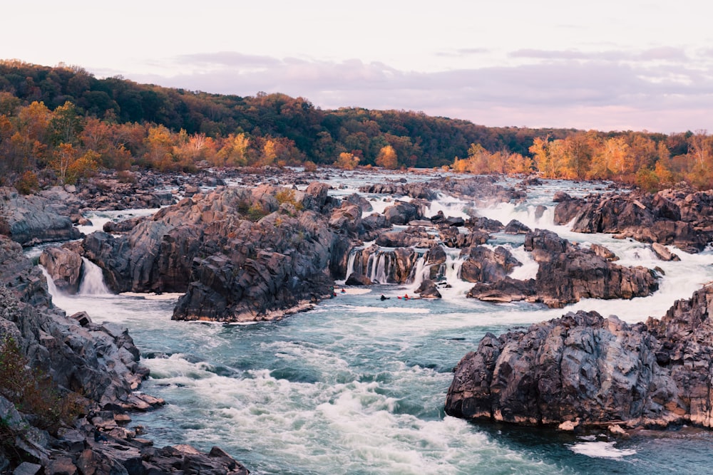 a river that has a bunch of rocks in it