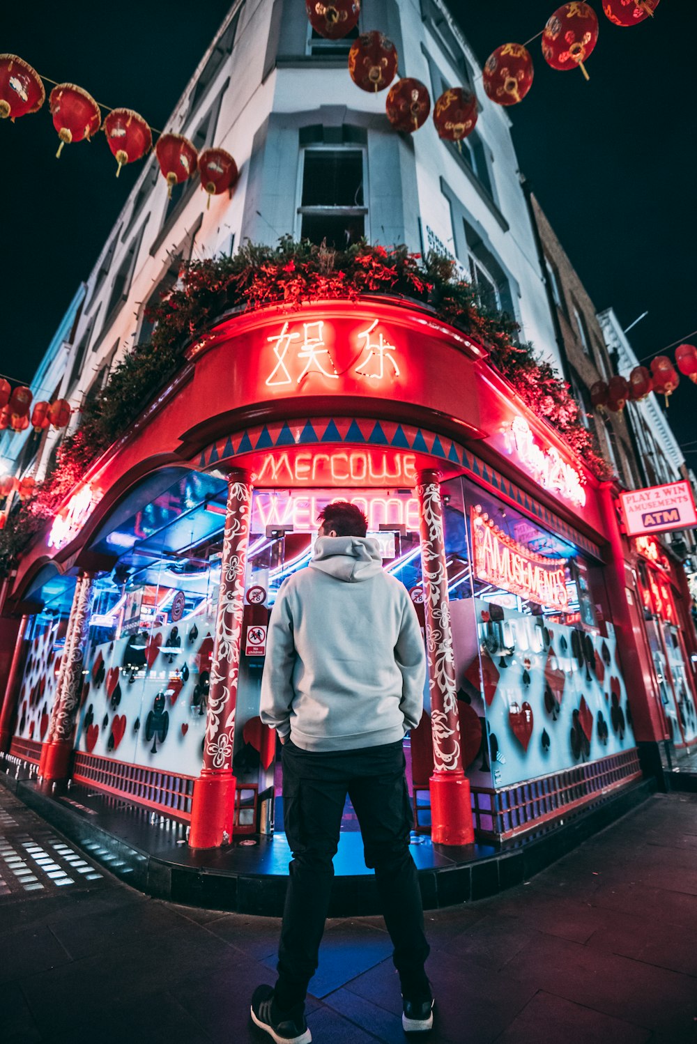 a person standing in front of a building