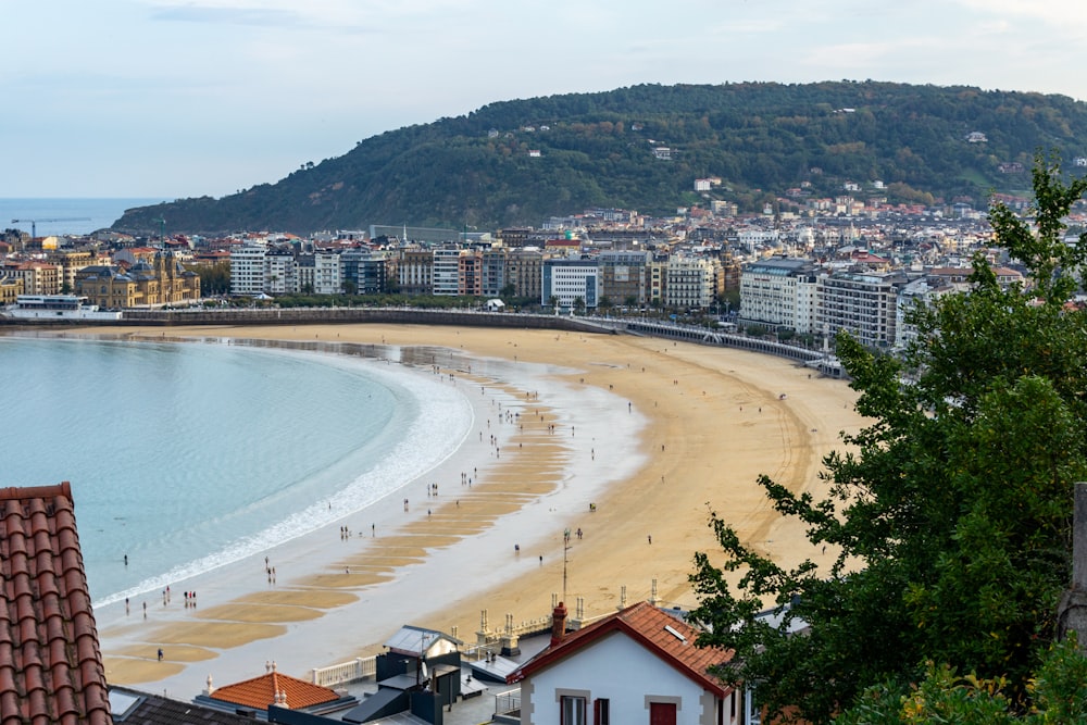 a view of a beach from a hill