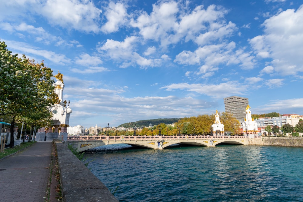 a view of a bridge over a body of water