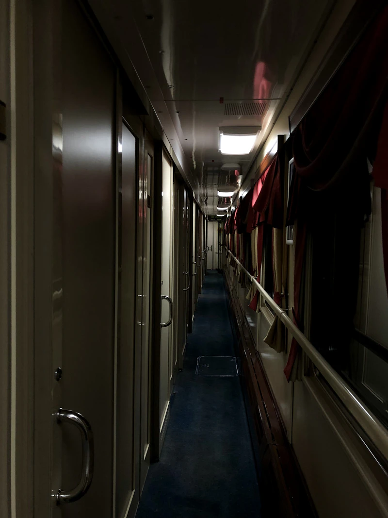 Aim for the middle sleeper carriages, away from the lounge car at one end and the locomotive at the other, and a cabin toward the centre.